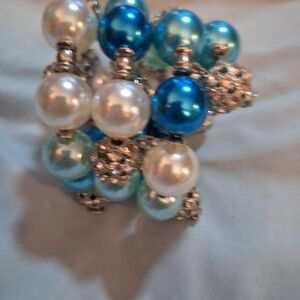 Sassy Jones Dimonique Elegant Blue and Silver Beaded Wrap Bracelet